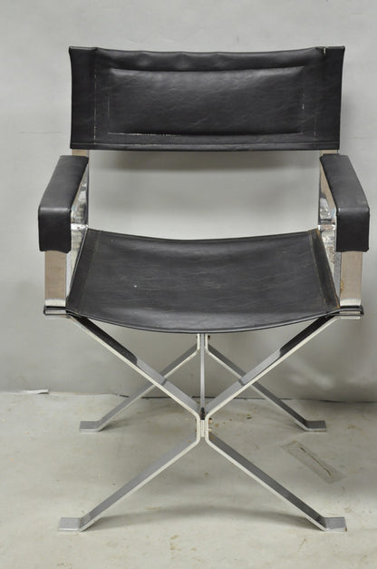 Vintage Alessandro Albrizzi Italy Mid Century Modern Chrome Director Chair Pair