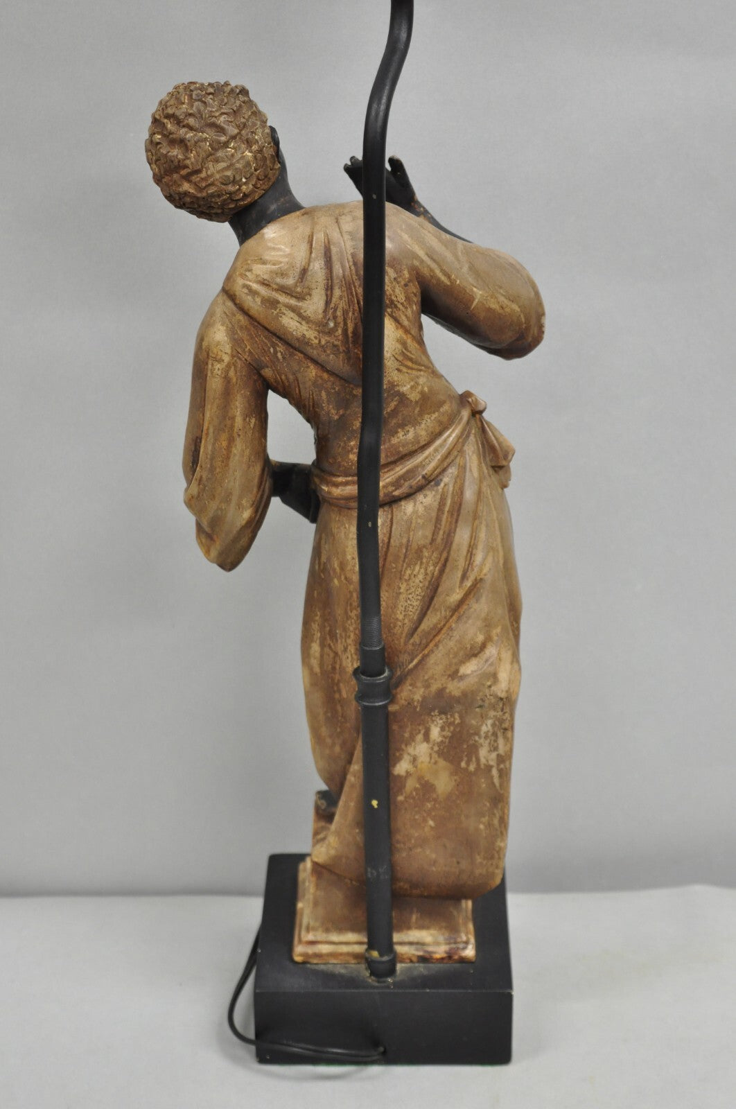 Vintage Egyptian Moorish Style Resin Blackamoor Sculpture Figure Table Lamp