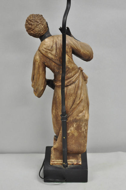 Vintage Egyptian Moorish Style Resin Blackamoor Sculpture Figure Table Lamp
