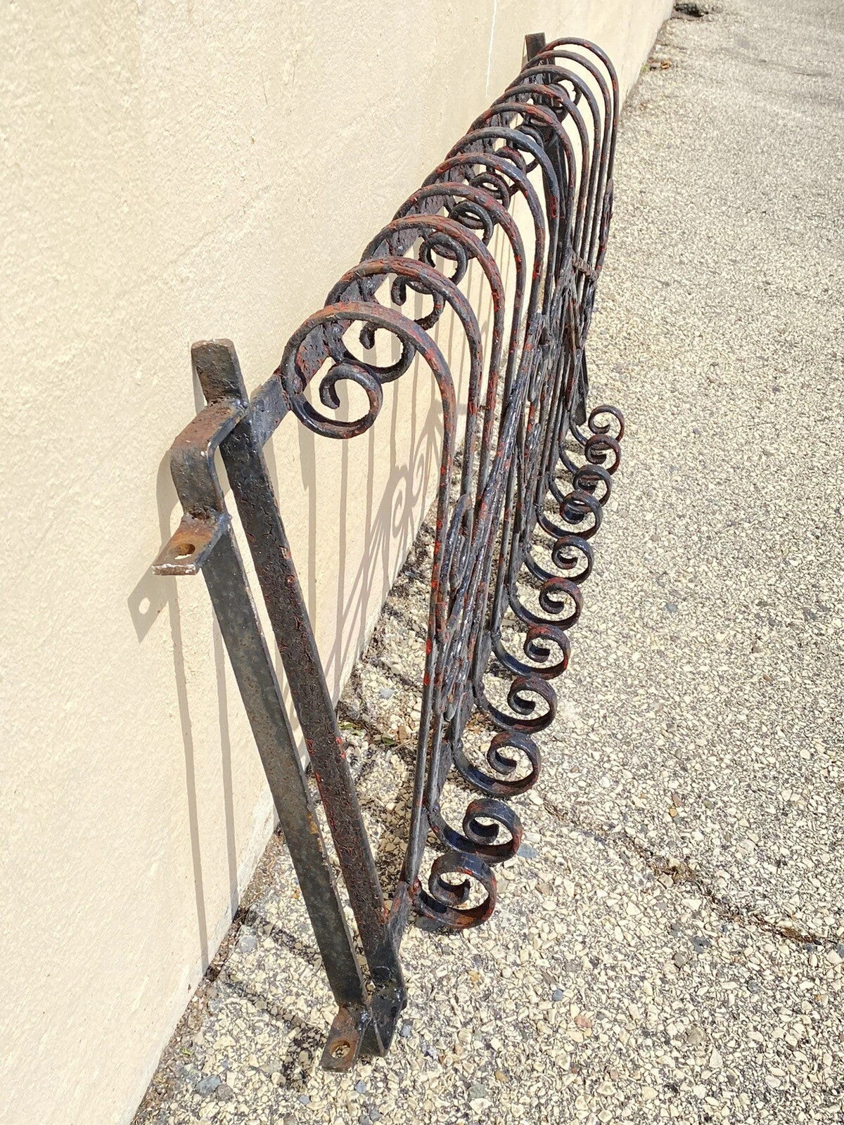 Antique Art Nouveau Black Wrought Iron Heart and Scroll 23x52 Garden Fence Gate