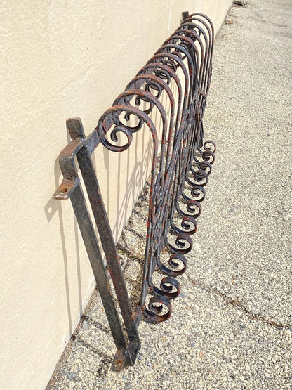 Antique Art Nouveau Black Wrought Iron Heart and Scroll 23x52 Garden Fence Gate