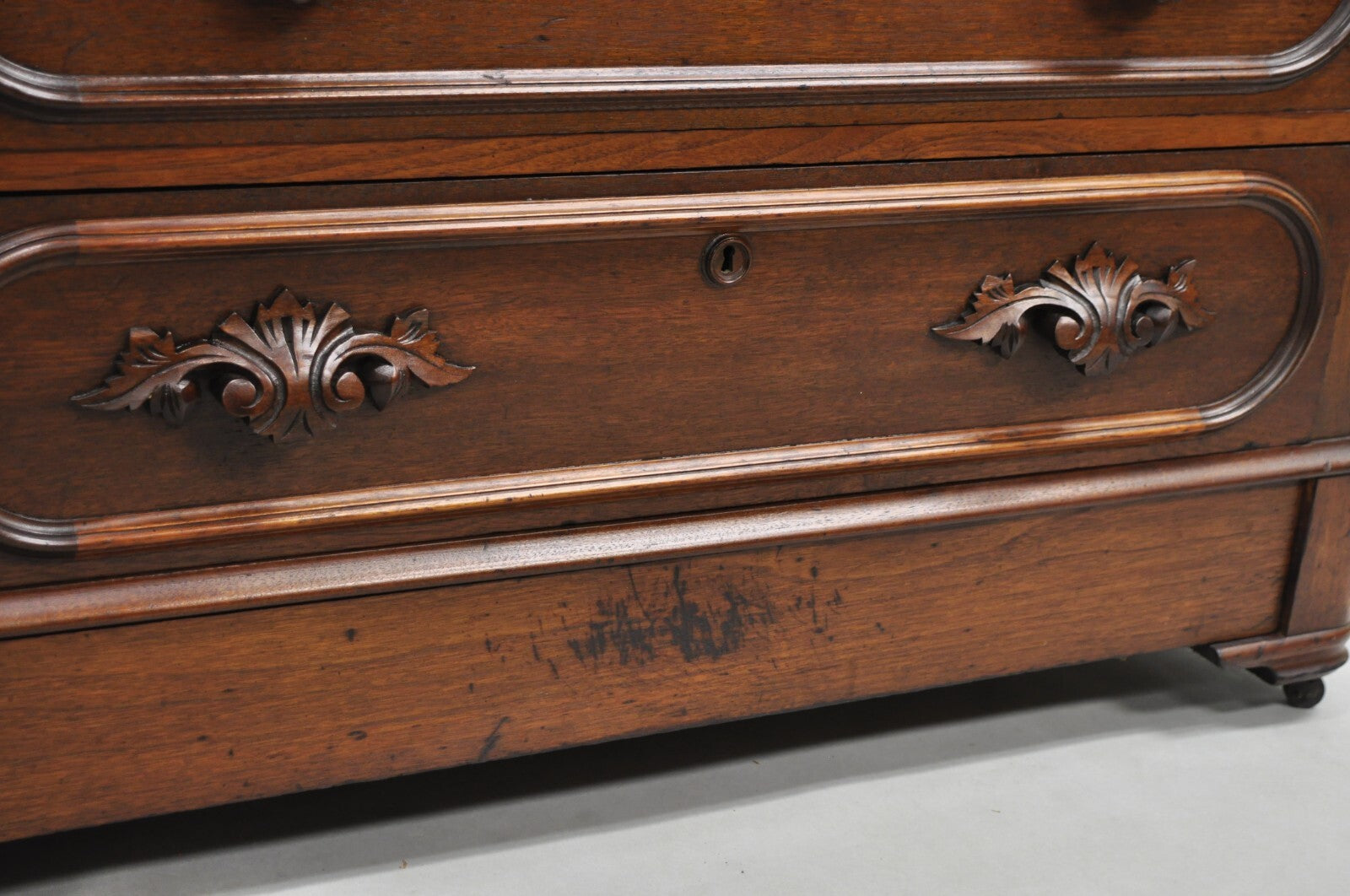 Antique Eastlake Victorian Carved Walnut Marble Washstand Dresser with Mirror