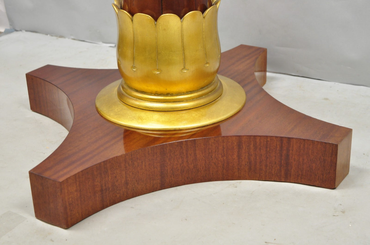 Vintage French Regency Style Mahogany & Gold Gilt Plume Table Pedestal Base (A)