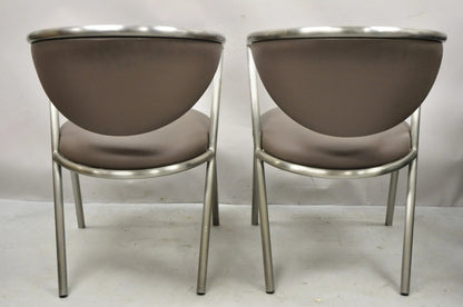 Vintage Brueton Mid Century Modern Tubular Steel Cat Eye Lounge Chairs - a Pair