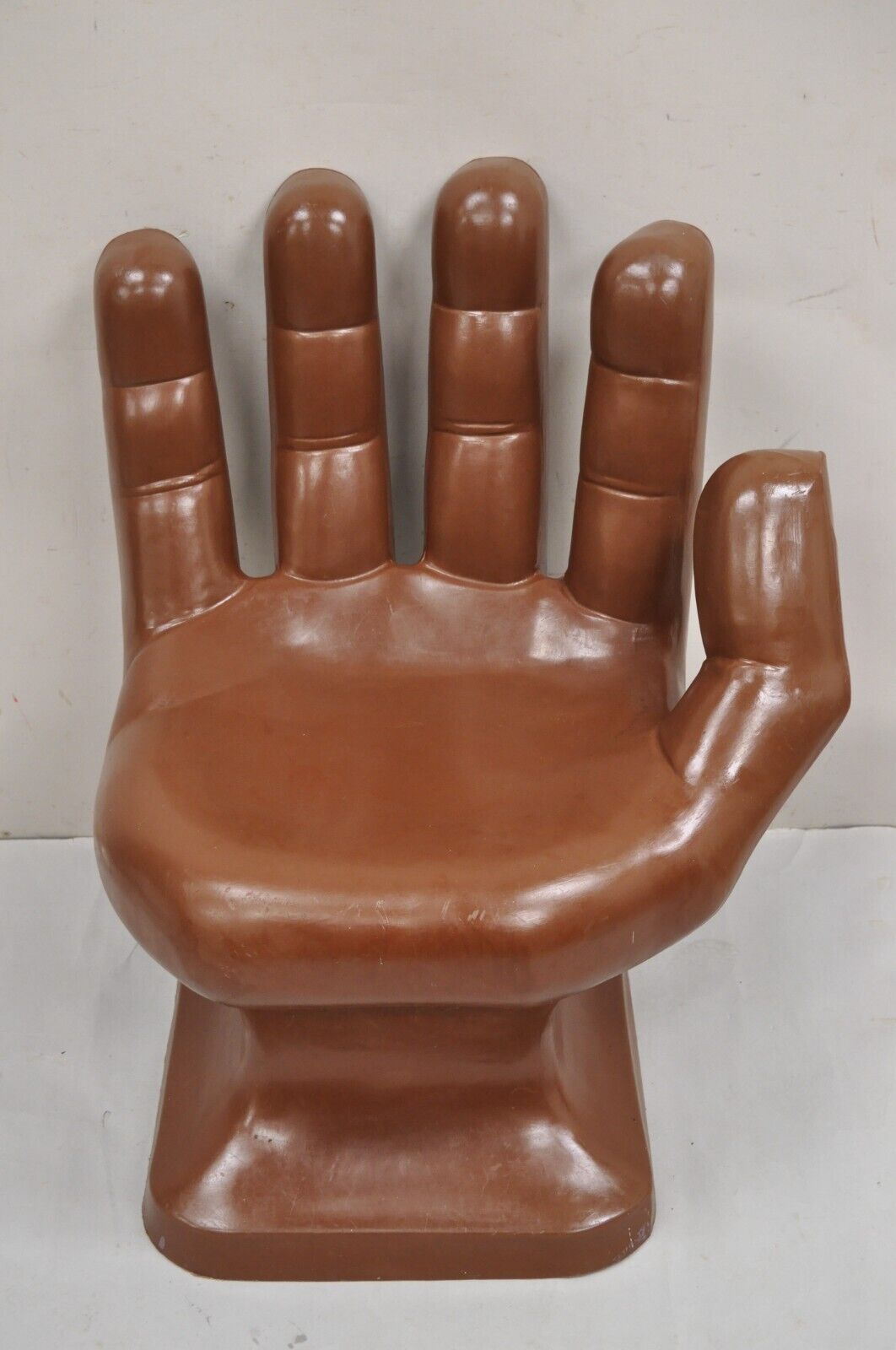 Vintage Mid Century Modern 1980s Brown Molded Plastic Hand Chair