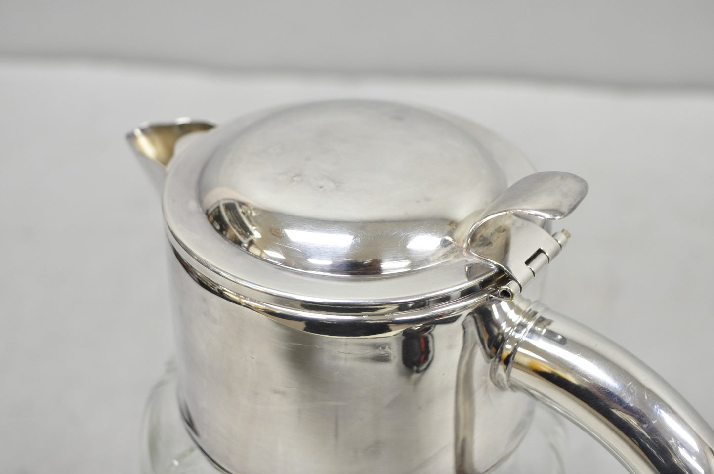 Antique Victorian German Silver Plated Crystal Glass Lemonade Water Pitcher