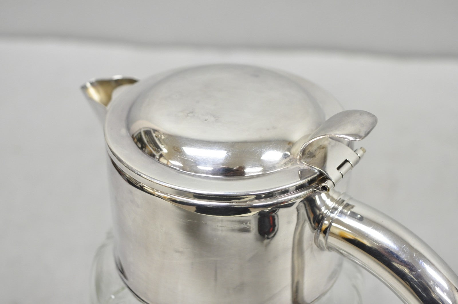 Antique Victorian German Silver Plated Crystal Glass Lemonade Water Pitcher