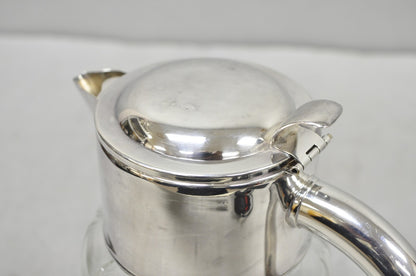 Antique Victorian German Silver Plated Crystal Glass Lemonade Water Pitcher