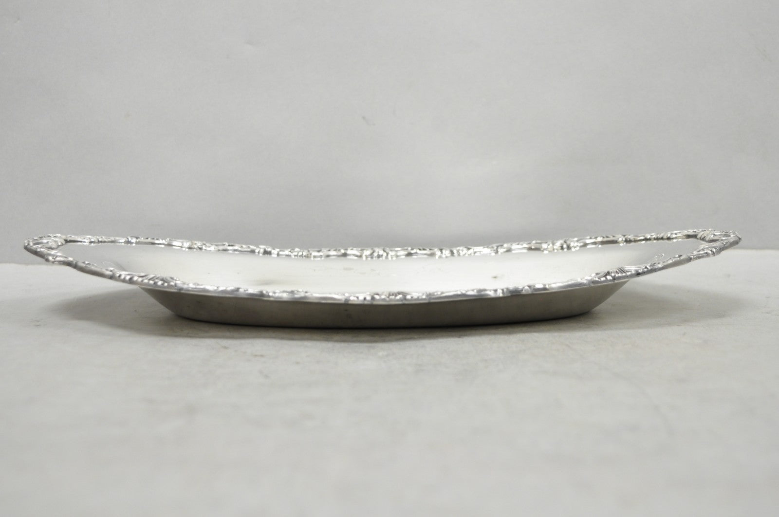Vintage Community Ascot Victorian Silver Plated Oval Narrow Trinket Dish