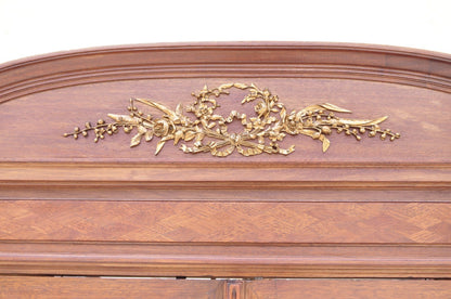 Antique French Louis XVI Style 94" Curio China Display Cabinet Bookcase w Bronze