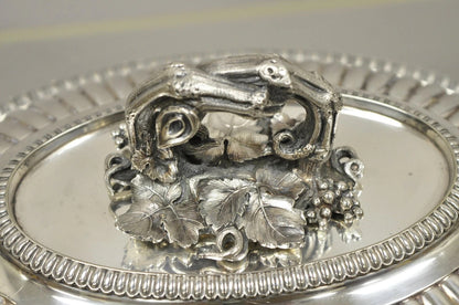 Antique Elkington Co English Regency Silver Plated Covered Serving Dish Platter