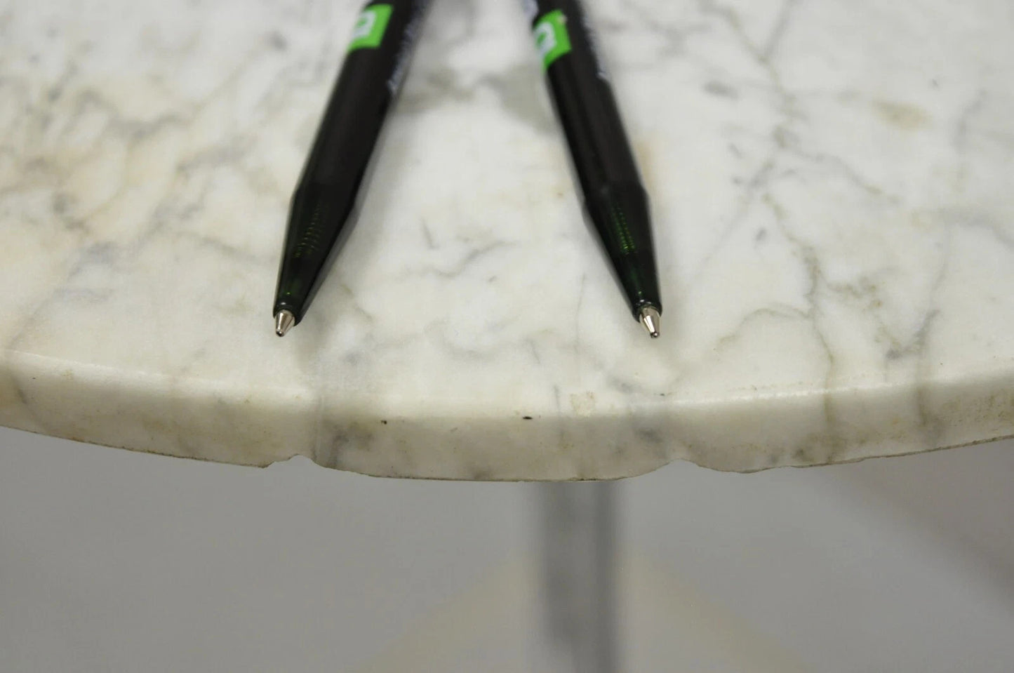 Mid Century Modern Hugh Acton Round Marble Top Chrome Lollipop Drinks Side Table