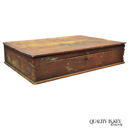 Antique American Primitive Wooden Distressed Paint Crafts Organizer Parts Box