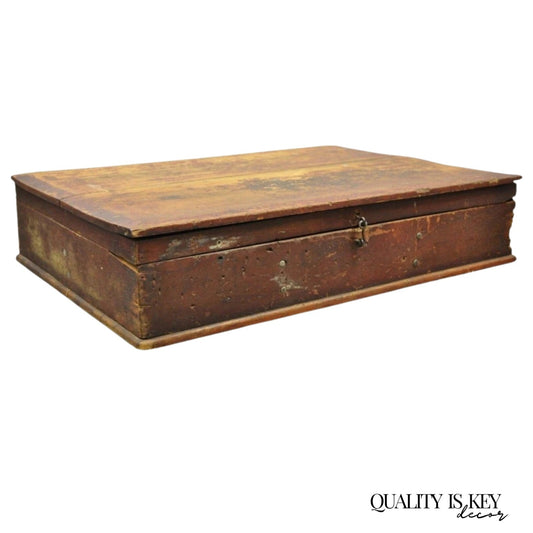 Antique American Primitive Wooden Distressed Paint Crafts Organizer Parts Box
