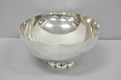 Vintage Poole 811 Modern Silver Plated Scalloped Footed Oval Serving Fruit Bowl