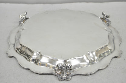 "La Reine" by Wallace Round Scalloped Footed Silver Plated Serving Platter Tray
