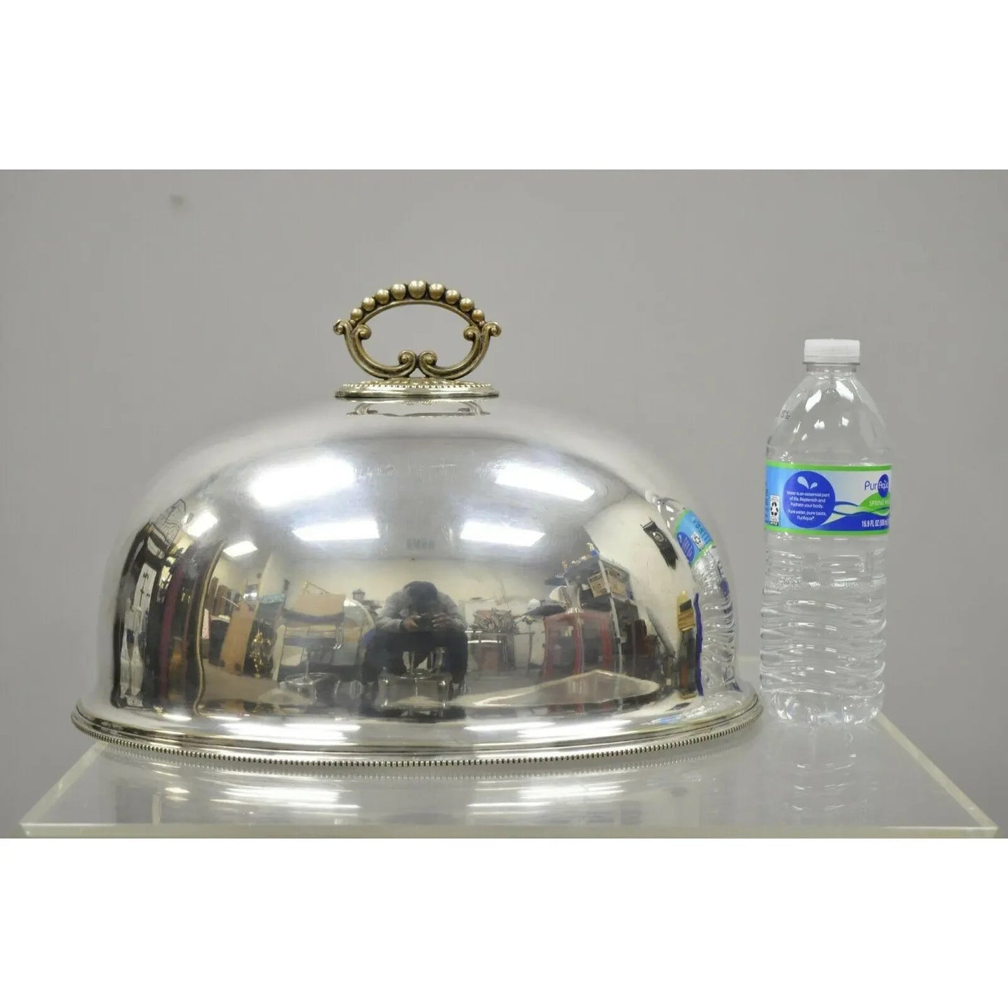 Antique English Sheffield Regency Silver Plated Meat Dish Serving Cover Dome Lid