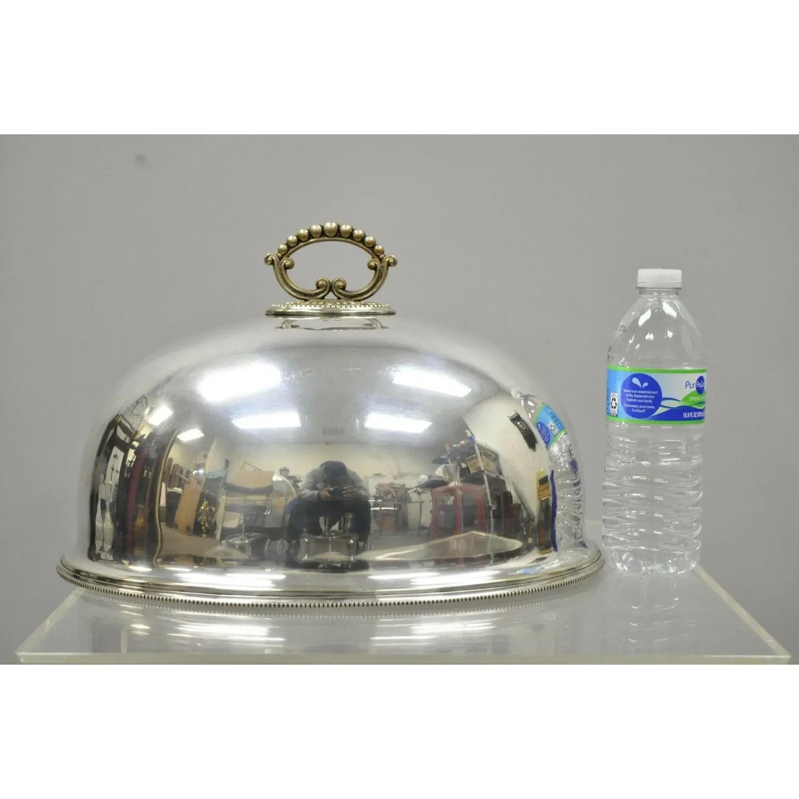 Antique English Sheffield Regency Silver Plated Meat Dish Serving Cover Dome Lid