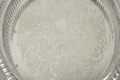 Vintage Eales Silver Plated Small Raised Gallery Oval Trinket Dish Bar Tray