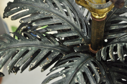 Vintage Italian Hollywood Regency Tole Metal Tropical Palm Tree Table Lamp