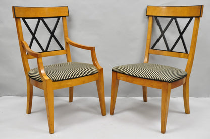 Biedermeier Empire Style Maple Wood Double X Back Dining Room Chairs - Set of 6