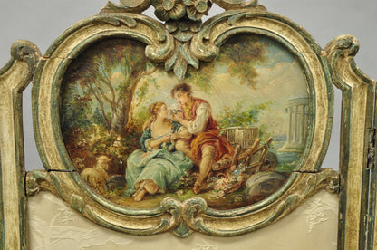 Antique French Louis XV Hand Painted Petite 3 Panel Folding Dressing Screen