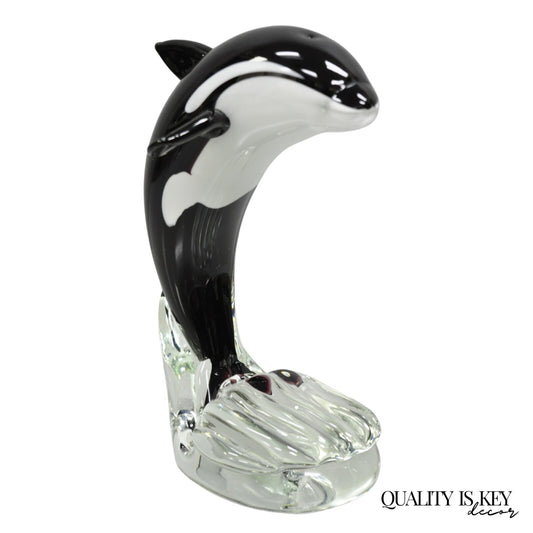 Vinci by Dynasty Glass 9" Modern Orca Killer Whale Sculpture