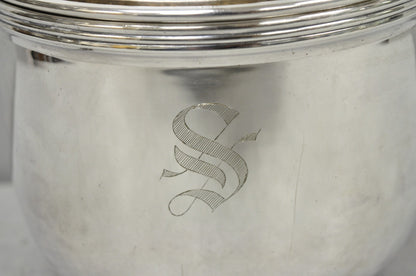 Vintage Art Deco Silver Plated Reticulating Hinge Bar Ice Bucket w/ "S" Monogram