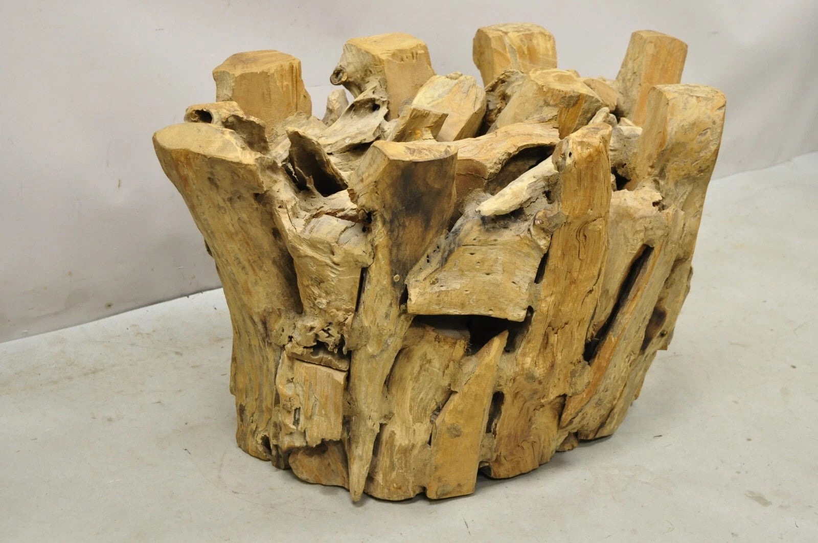 Vintage Mid Century Modern Teak Wood Root Driftwood Coffee Table Pedestal Base
