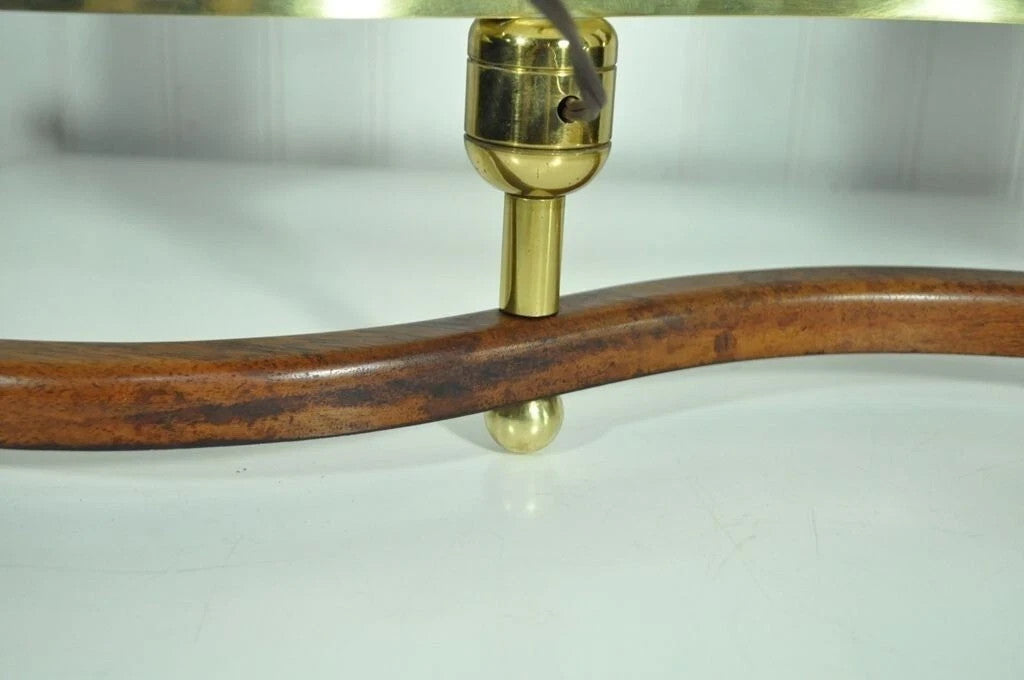 Vintage Mid Century Modern Stilnovo Brass Walnut & Glass Sculptural Table Lamp
