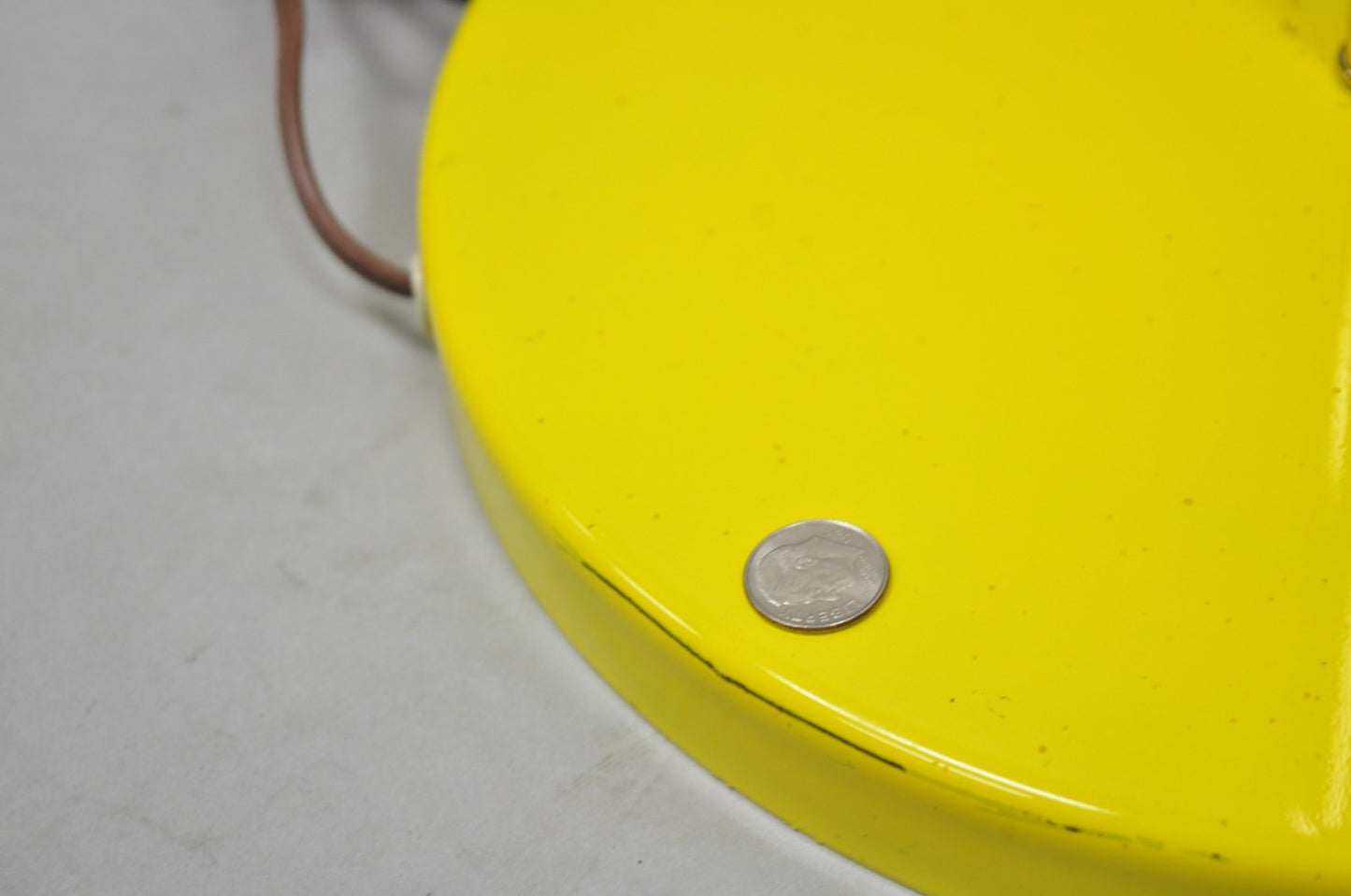 Vintage Mid Century Modern Kurt Versen Style Yellow Gooseneck Saucer Floor Lamp