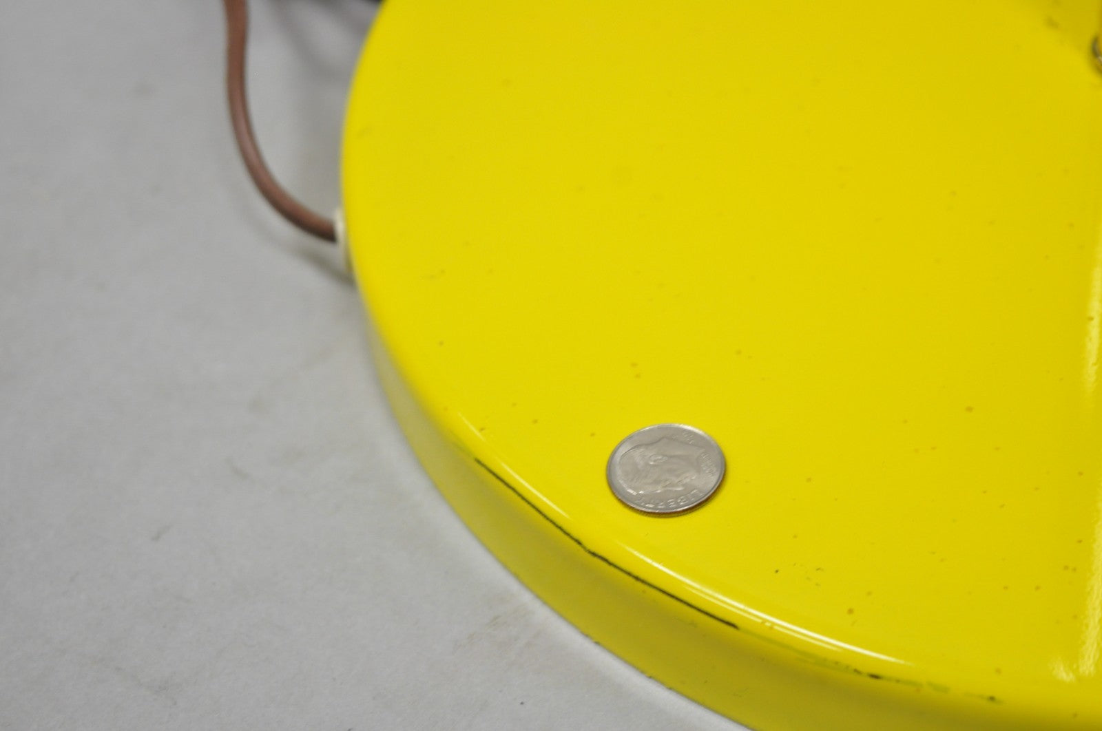 Vintage Mid Century Modern Kurt Versen Style Yellow Gooseneck Saucer Floor Lamp