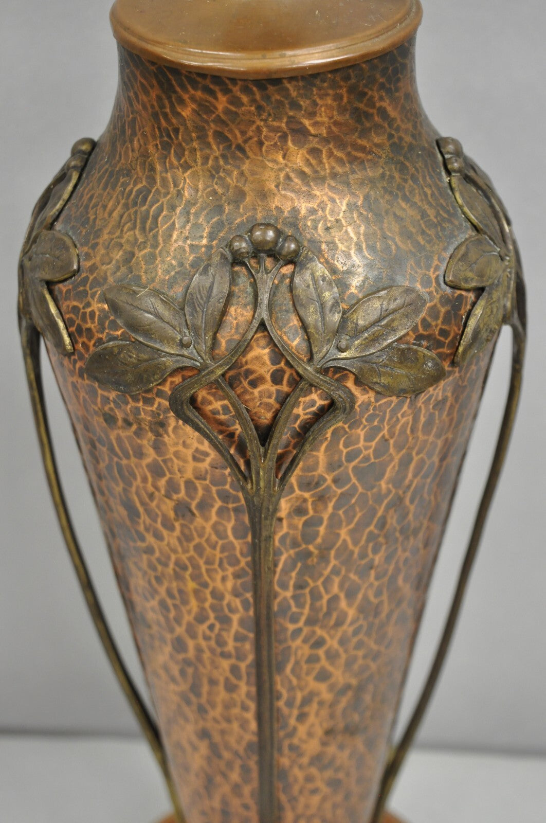 Antique WMF Jugendstil Art Nouveau Hand Hammered Copper Vase Table Lamp
