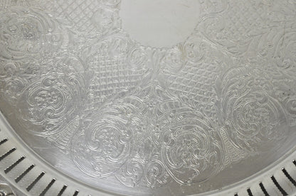 Vintage Baroque by Wallace Silver Plated Round Footed Serving Platter Bar Tray