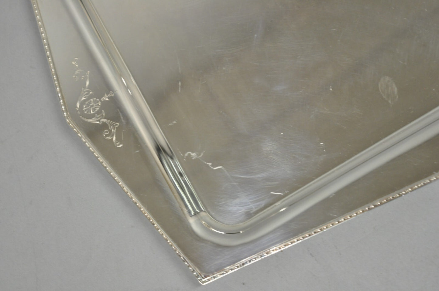 Vintage Sheffield Adam Period Repro Silver Plated Trinket Dish Bar Tray Platter