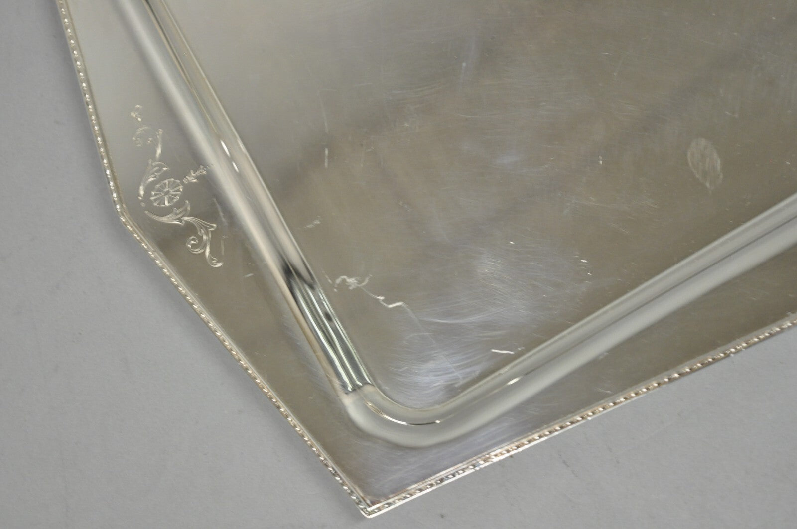 Vintage Sheffield Adam Period Repro Silver Plated Trinket Dish Bar Tray Platter