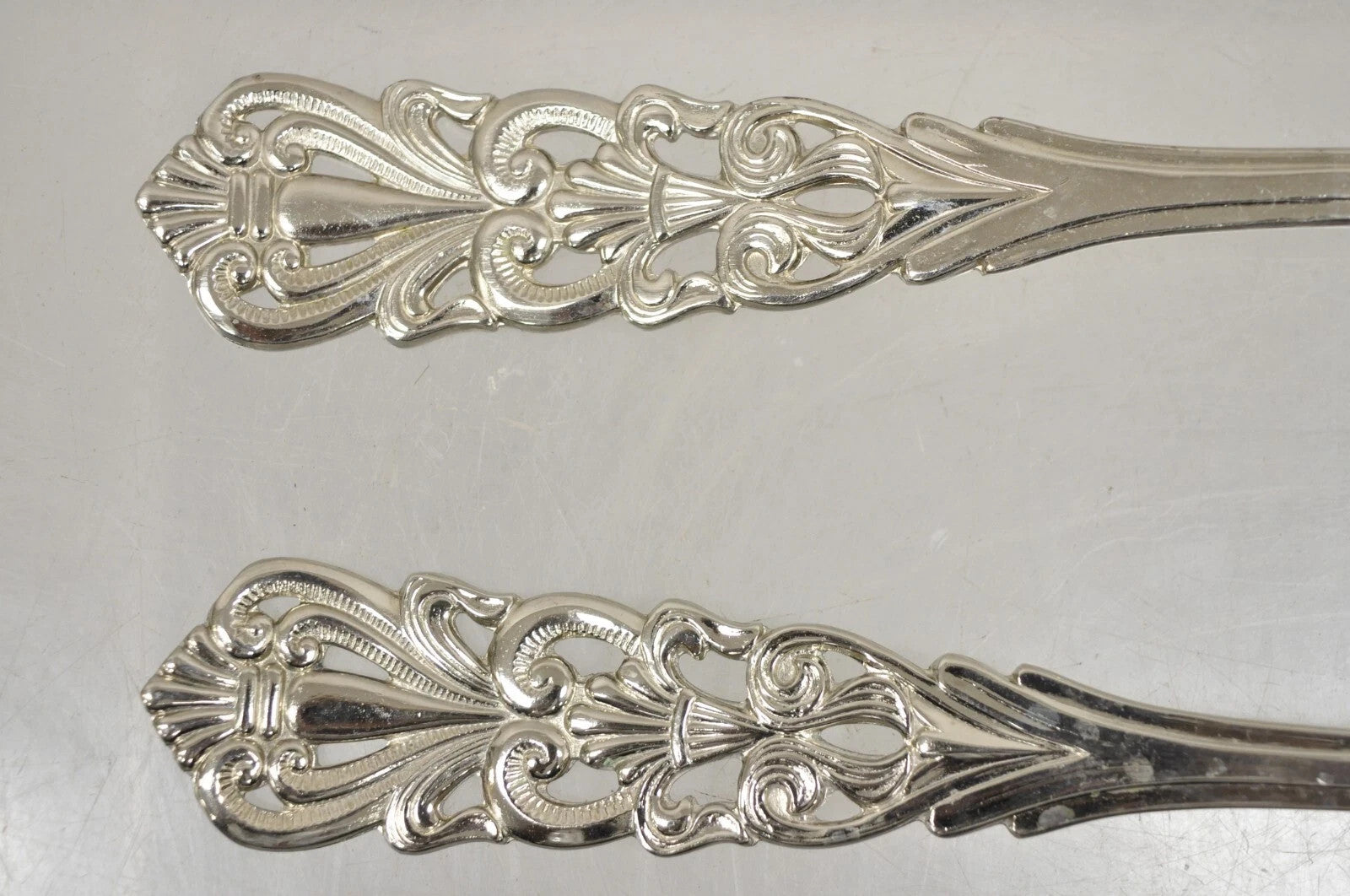 Vintage Italian Baroque Style EPNS Silver & Gold Plated Serving Spoon & Fork Set