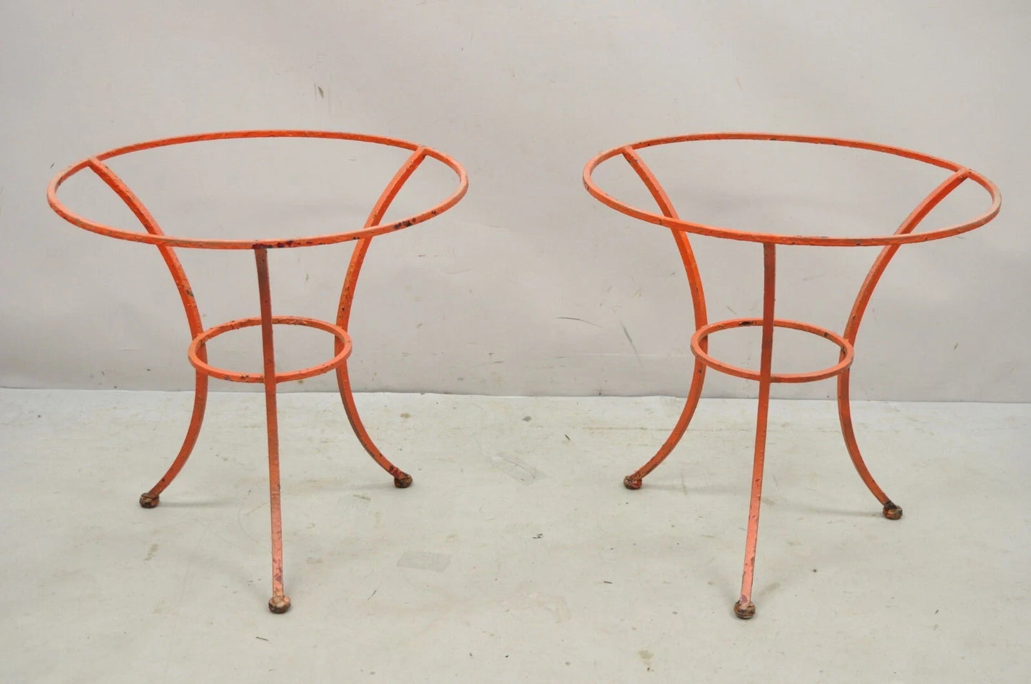 Italian Dragonfly Mosaic Tile Round Stone Top Iron Patio Side Tables - Pair