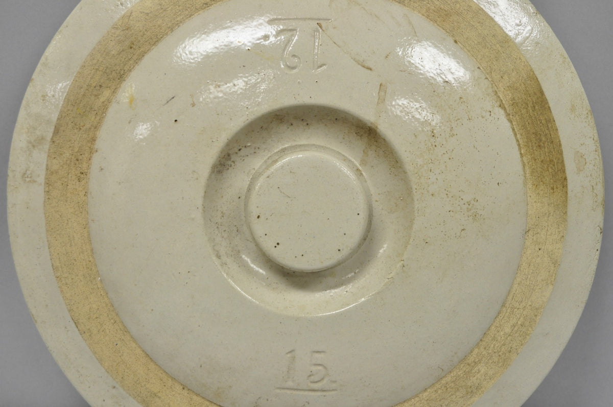 Antique American Primitive Salt Glazed Ceramic 15 Gallon Crock Pot Lid Cover