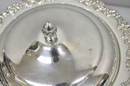 Vintage English Victorian Silver Plated Covered Chafing Dish Serving Platter