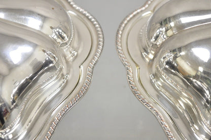 Vintage English Regency Silver Plated Scalloped Covered Dish - a Pair
