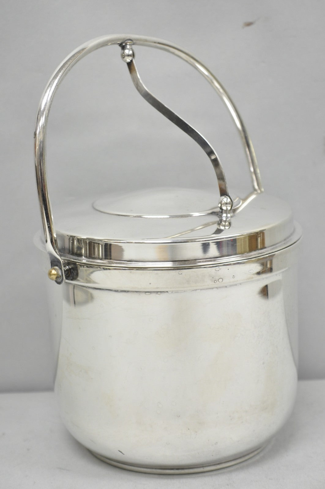 Gorham YC141 Mid Century Modern Silver Plated Reticulating Hinge Ice Bucket