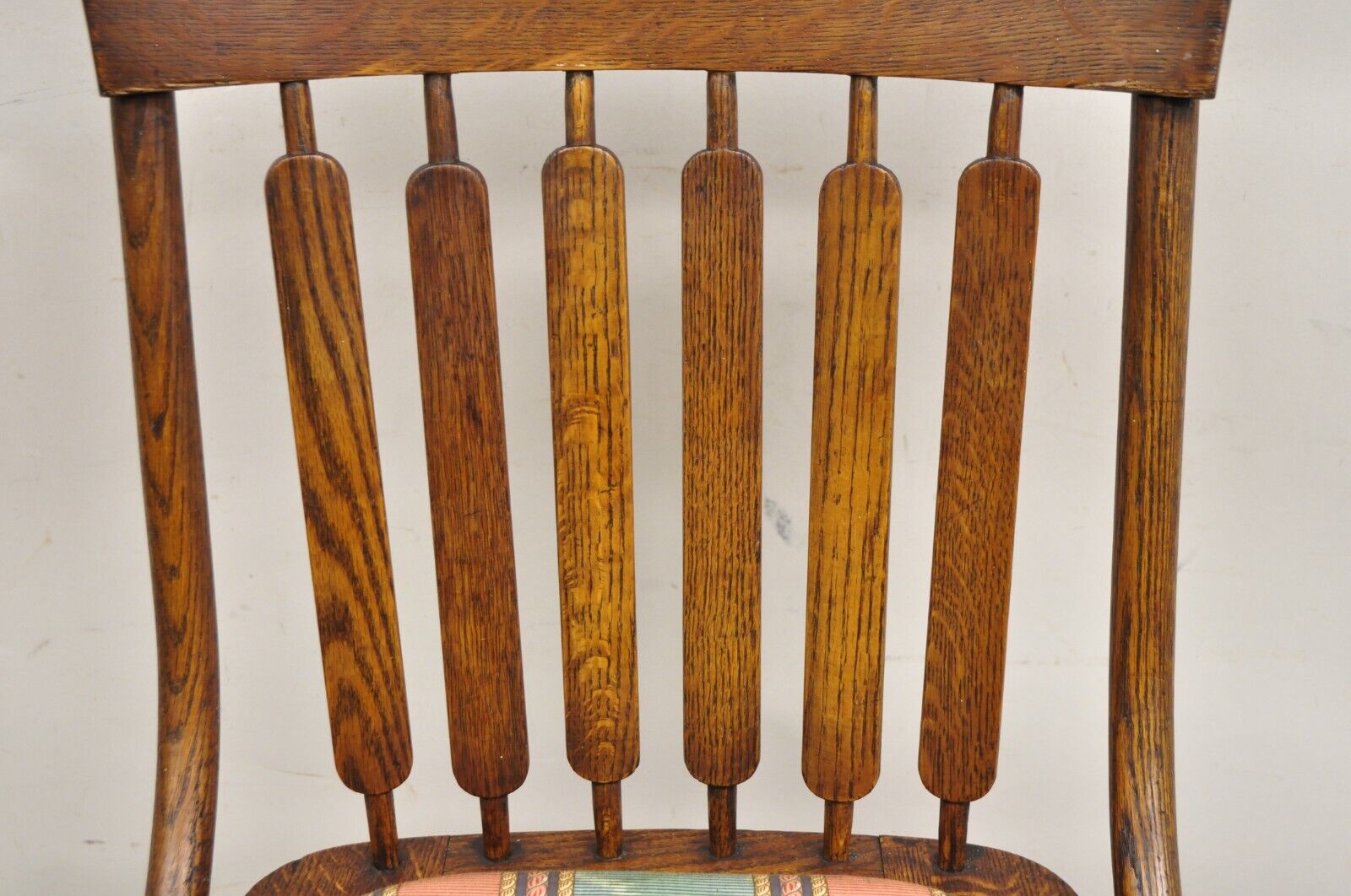 Antique Mission Arts & Crafts Oak Bentwood Slat Back Dining Side Chair