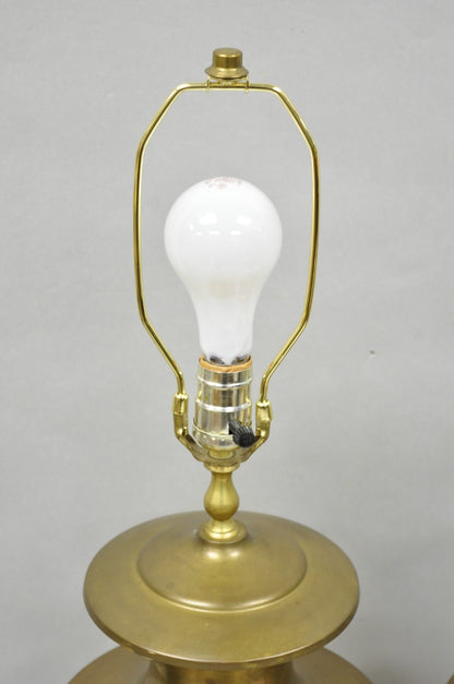 Vintage Hollywood Regency Patinated Brass Jardiniere Urn Table Lamps - a Pair