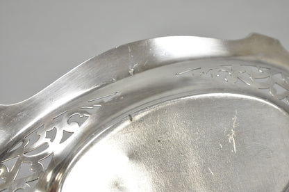 Antique Victorian Silver Plated Oval Reticulated Trinket Dish Tray by L.B.S. Co