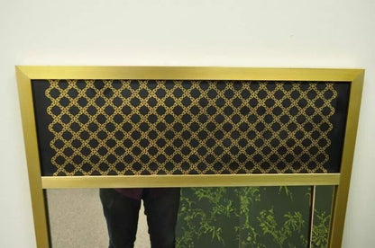 Vintage Mid Century Modern 52" Rectangular Metal Frame Brass Finish Wall Mirror