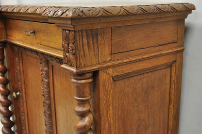 Antique Renaissance Revival Oak Wood Spiral Barley Twist Jelly Liquor Cabinet