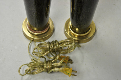 Vintage Mid Century Modern Black Glass w/ Gold Speckles Urn Table Lamps - a Pair