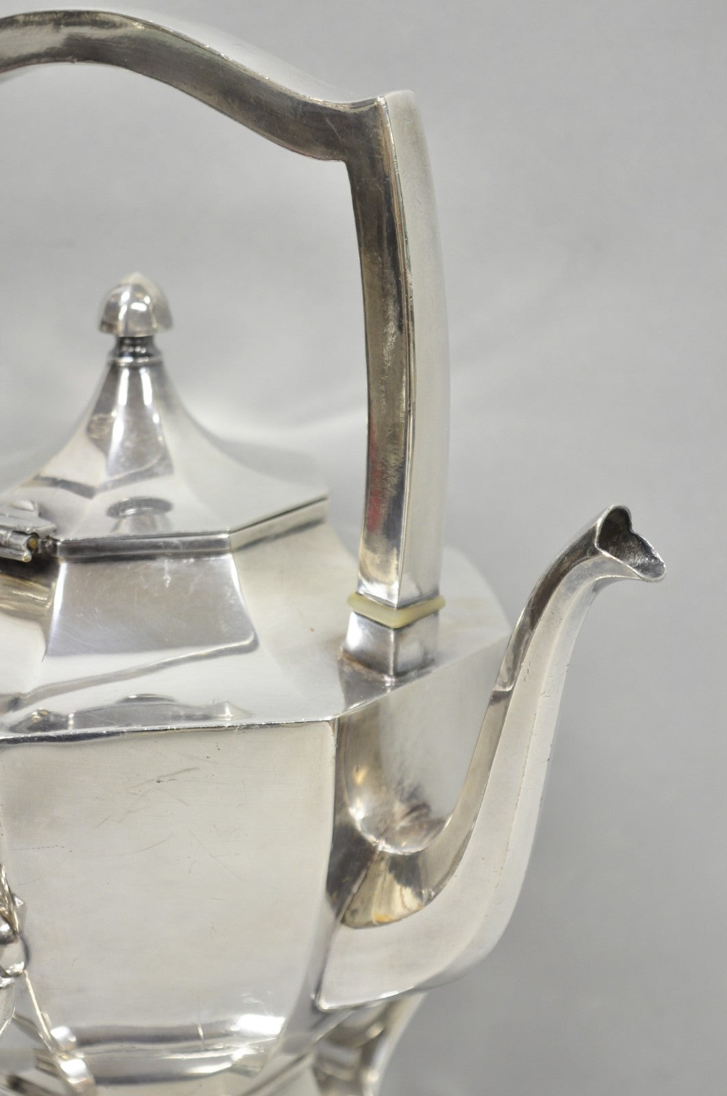 Antique Wilcox Art Deco Silver Plated Tilting Coffee Teapot on Stand "M.G.R."