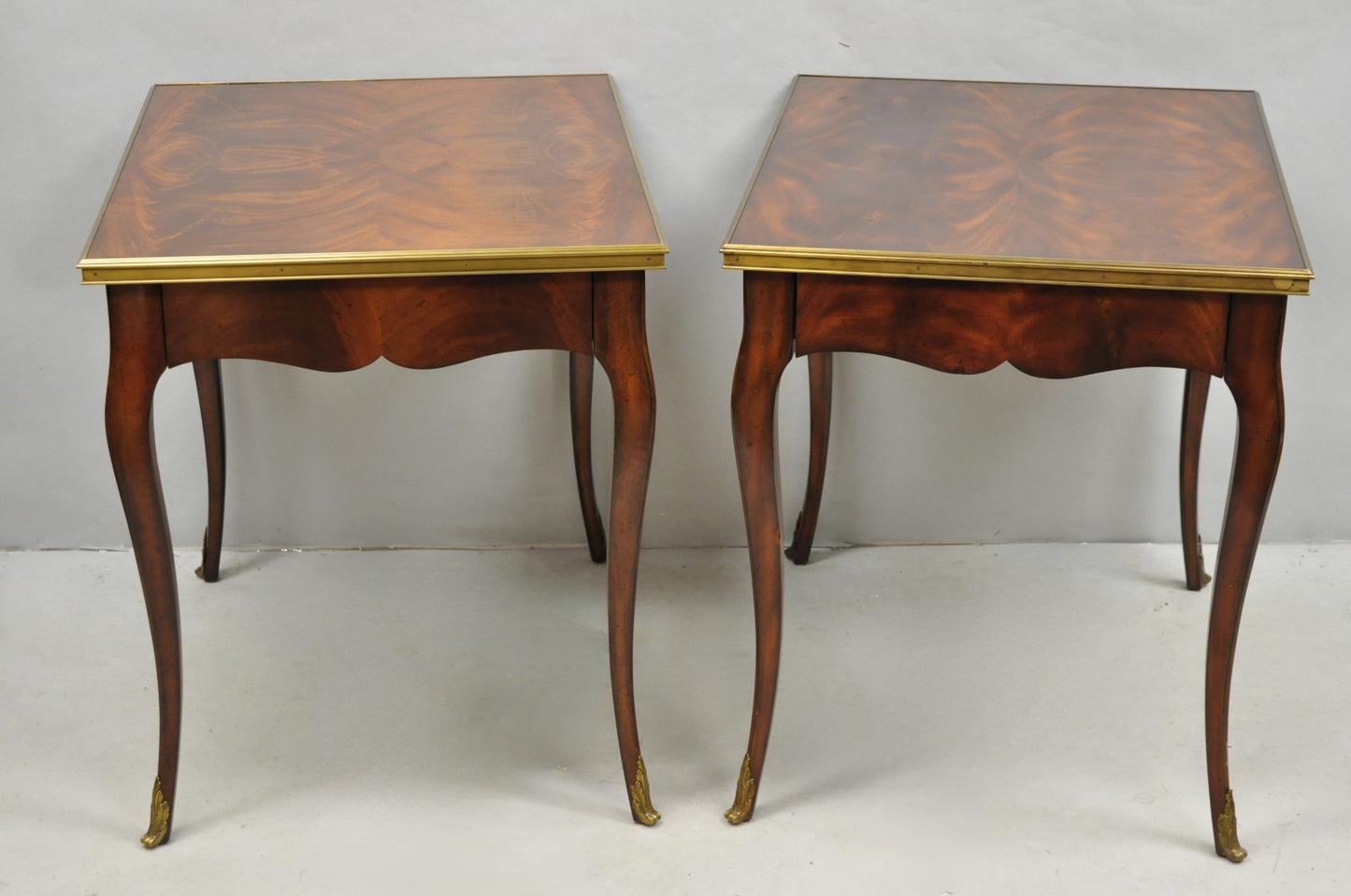 Ralph Lauren Noble Estate French Louis XV Mahogany One Drawer End Table - a Pair